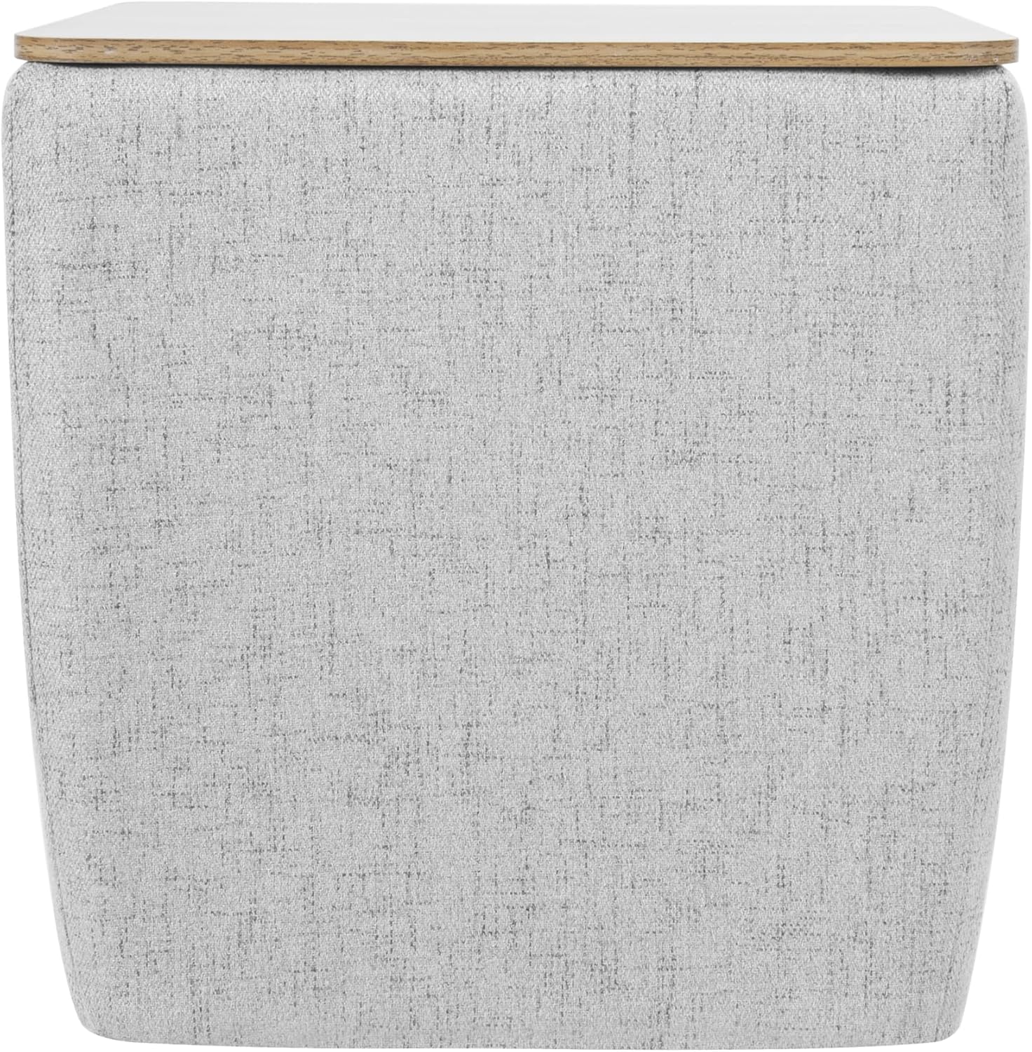 HomePop Home Decor Storage Ottoman with Wood Top|Upholstered Modern Square Storage Ottoman with Storage for Living Room & Bedroom, Stone Gray