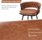BV Counter Height Bar Stools Set of 4, 26 inch Seat Height Bar Stools, 180° Swivel Barstools with Woven Back and Footrest, Suede Fabric Counter Stools for Kitchen Island, Bar Pub