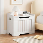 Garvee Storage Chest, 24.8" Wooden Storage Bench with Safety Hinge, Flip Top Blanket Chest Trunks, Supports 350 Lb, for Entryway, Living Room, Bedroom, White