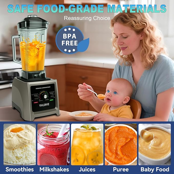 2025 Enhanced -Smoothie Blender【2000W German Nano-class Super Motor】【6 Military Grade Titanium Steel Blades】3-Second Quick Ice Crushing, Professional Blender for ice Smoothies and Milkshakes (Gray)