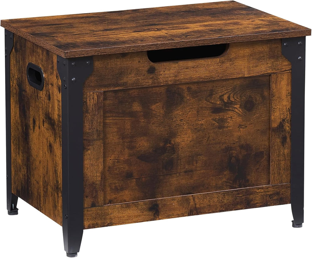 GAOMON 23.6" Storage Chest, Storage Bench with Safety Hinge | Farmhouse Style Wooden Trunk Chest for Entryway, Bedroom, Living Room, Rustic Brown