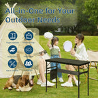 LOFTEY 3 ft Folding Camping Table, Portable Camp Table, Adjustable Height | 3 Height Settings up to 27.5", 70 lb Capacity, Compact Tri-Fold, Lightweight with Carry Bag, Mesh Pocket and Hooks