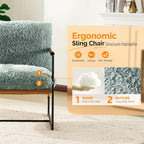 VINGLI 28" Wide Plush Upholstery Sling Modern Accent Chairs Set of 2,Reading Armchair with Removable Seat Cushion & Tan Microfiber Seat Base, Lazy Chair for Bedroom & Lounge,Pale Turquoise