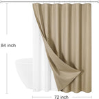 3 in 1 Extra Long Beige Shower Curtain Set-72 W x 84 H, Tan Waffle and PEVA Liner Set with 12 Stainless Steel Hooks, Waterproof Fabric for Bathroom
