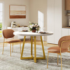 Tribesigns Round Dining Table for 2, 31.5" Modern Kitchen Table with Metal Base, Small Table for Dining Room, Small Space, Apartment, Office, Restaurant, White & Gold