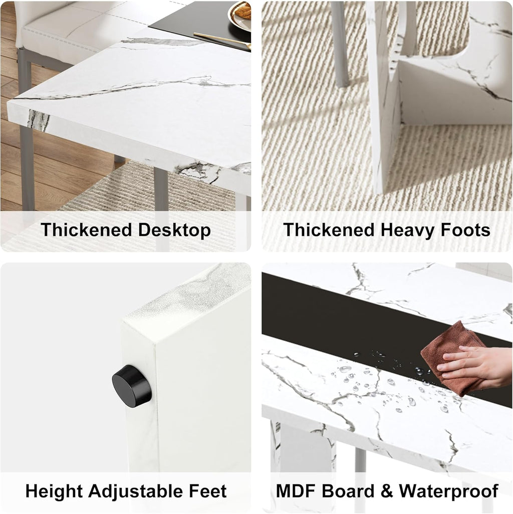 St.Mandyu 71 Inch Rectangle Dining Table for 4-8 People, Long Kitchen Dinner Table with Waterproof Tabletop and Adjustable Leg for Kitchen, Dining Room, White