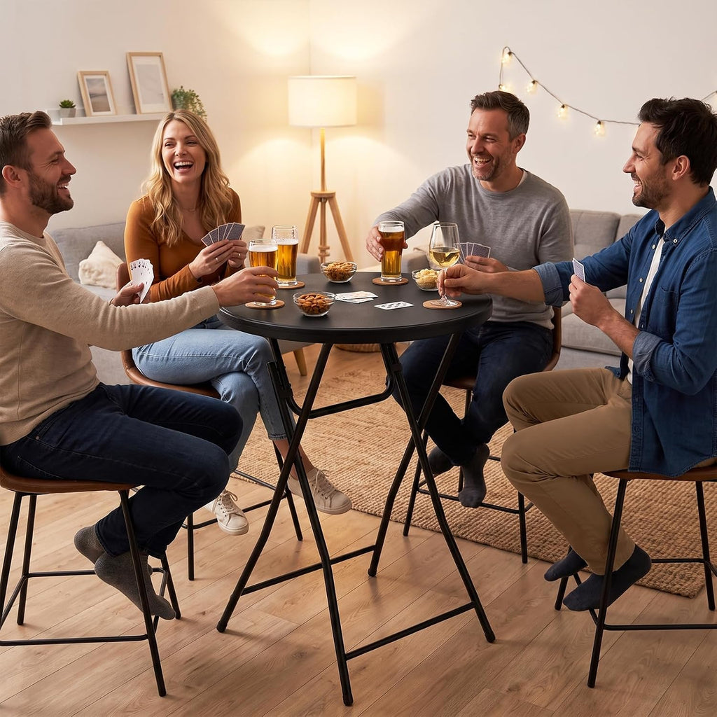 2 Pack Cocktail Table, 32 Inch Folding Table, High Top Round Tables, Black | No Assembly,Bistro Tall Folding Table for Commercial Furniture, Wedding, Banquet, Party, Indoor Outdoor Use