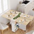 Garvee Folding Dining Table with Storage, Folding Kitchen Table with 6 Wheels, Drawer & Shelves, Compact Dining Table for Small Spaces