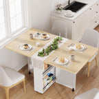 IDEALHOUSE Folding Dining Table, Folding Kitchen Table with Drawers and Storage, Apartments, Small Spaces, White