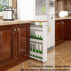 TEAMIX Slim Rolling Storage Cart, Wood 4-Tier Narrow Kitchen/Laundry Cart | 5.5"W Thin Cabinet with Wheels and Handle, Use as Spice Rack Next to Fridge, Laundry Room Organization Between Washer & Dryer