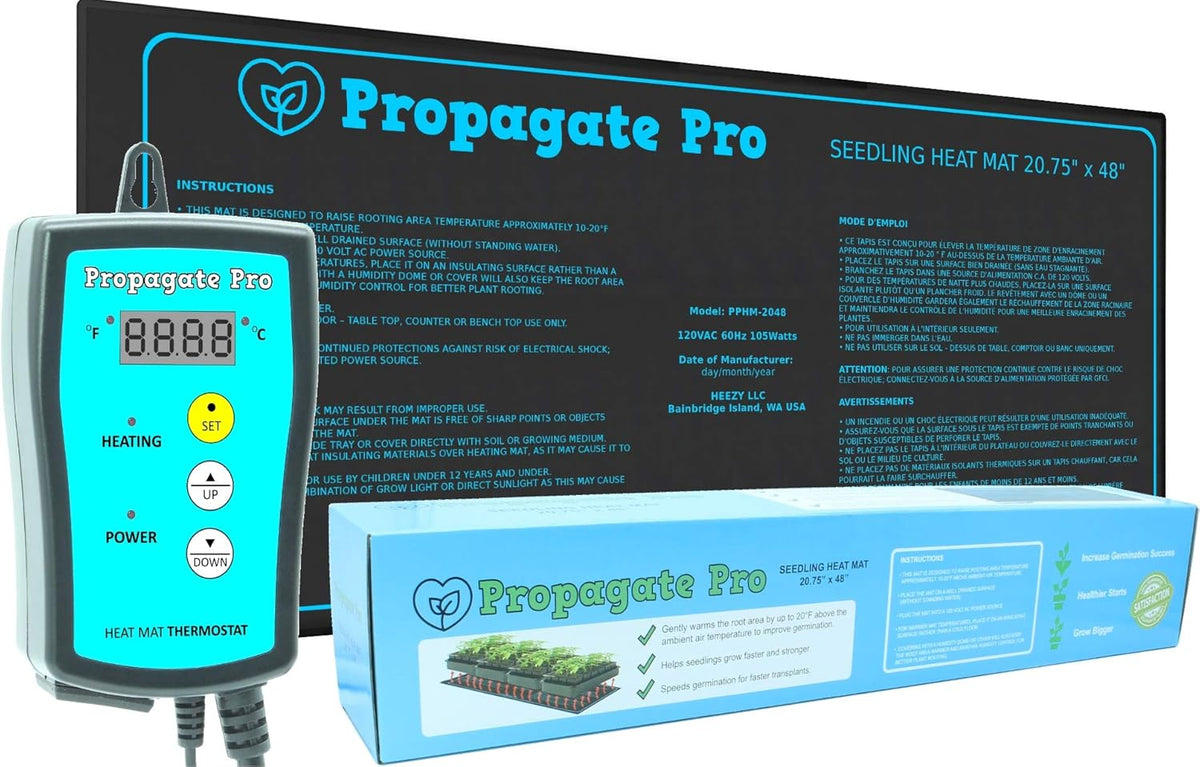 Seedling Heating Mat | Fits (1) Standard 1020 Tray | Germination Grow Heat Pad for Seed & Starter Plants Soil Warmer for Indoor Home Gardening (20x48 Single + Heating Thermostat)