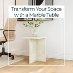 Elegant Boho Glam Accent Table with Stylish Modern Design – Solid Marble Stone Square Side Table for Living Room, Bedroom, Office, & Home Decor – 13 x 20 Inches