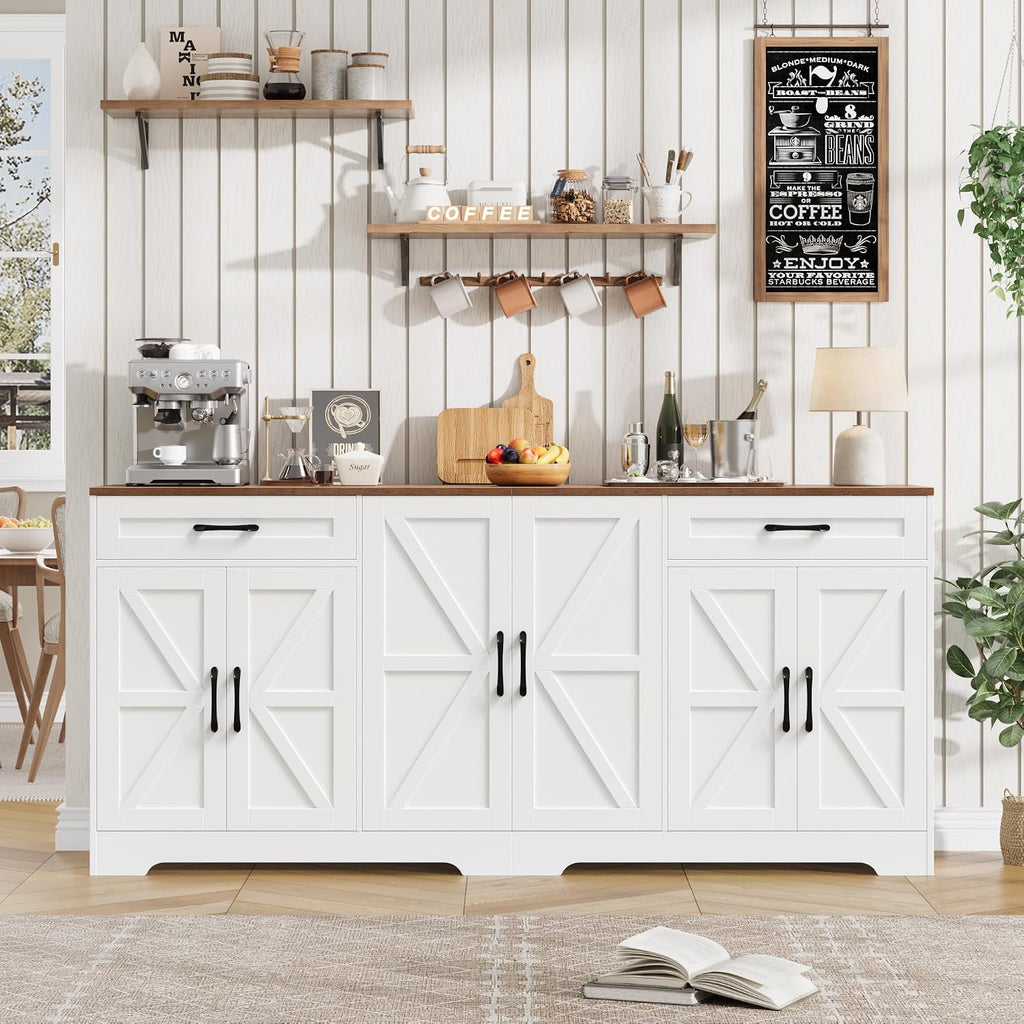 BOTLOG 71” Large Kitchen Buffet Cabinet with Adjustable Shelves