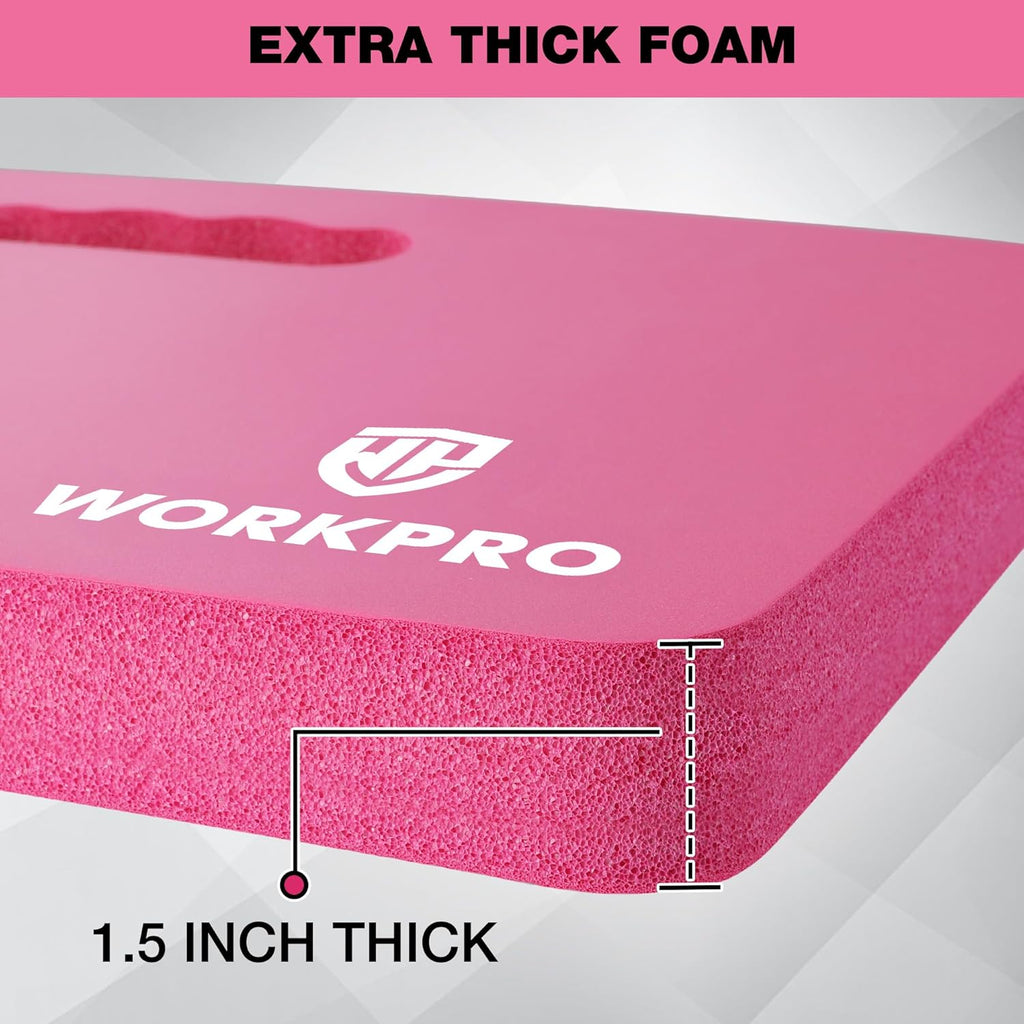 WORKPRO Extra Thick Kneeling Pad, Soft Foam Cushioning for Knee, Large Foam Kneeler Mat for Gardening, Bathing Baby, Workout Supplies, 17.5 x 11 x 1.5 in, Pink