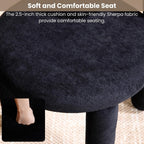 DUOMAY Modern Black Boucle Dining Chairs Set of 4, Sherpa Upholstered Kitchen Chairs Armless Barrel Back Dining Chair, Living Dining Room Chairs, Reception