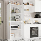 Kitchen Pantry Cabinet,Modern Storage Cabinet with 4 Door and 4 Adjustable Shelves,Tall Cabinet for Kitchen,Dining Room,Laundry,White