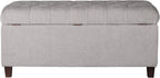 Homepop Home Decor | Tufted Ainsley Button Storage Ottoman Bench with Hinged Lid | Ottoman Bench with Storage for Living Room & Bedroom, Grey