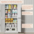 White Steel Kitchen Pantry Storage Cabinet with Barn Doors and Adjustable Shelves, Metal Farmhouse Cabinets for Living Room, Bathroom, Heavy Duty Rustic Pantry