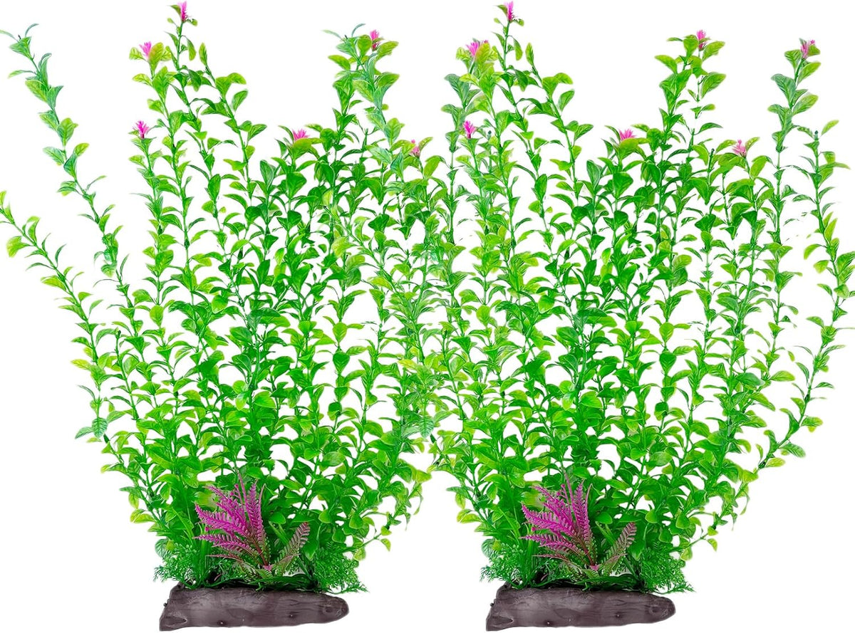 Hamiledyi Aquarium Plastic Plants Aquarium Decor Artificial Fish Tank Plants,Tall Fish Tank Decorations, Extra Large Aquarium Plant 20.4-inch Tall,2PCS