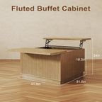4-Piece Fluted Living Room Set Includes 31.5" Fluted Lift Top Coffee Table,59" Fluted Fireplace TV Stand for TVs Up to 70 inches and 2 Fluted Nightstands with Drawers,Natural Oak