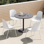 KISLOT Dining Chairs Set of 4, Plastic Outdoor Dining Room Chairs with Metal Legs, PP Anti-UV Stackable Patio Chairs with Ergonomic Back for Kitchen Swimming Pool, Easy Assembly, White