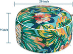 FUNHOME Inflatable Stool Ottoman Footrest with Handle, All Weather Footrest Seat D20 xH9, Water Repellent Footstool Pouf for Home Patio Garden and Camping Use-Rosario Flower Leaf