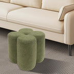 Pouf Ottoman, Flower Footrest Vanity Stool, 14.96"x15.74" Footstool Ottomans, Decorative Floor Poufs Foot Rest for Couch Bedroom Living Room Makeup Room Entryway (Green)