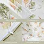 SAPHREAS Floral Duvet Cover Set Full Size 3pcs Yellow Flower Green Botanical Bedding Comforter Cover Set 100% Cotton 1 Duvet Cover 90"x80" 2 Pillow Shams, Comforter Not Included