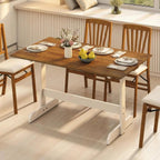Tangkula 55 Inch Dining Table for 4-6 People, Rectangular Kitchen Table with Solid Wood Trestle Base, Large Farmhouse Modern Diner Table for Home Dining Room Living Room