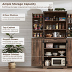 ACCOHOHO 72" Tall Wooden Pantry Storage Cabinet with Door Shelves & Drawer | Farmhouse, Barn Doors, Adjustable Shelves, Freestanding, Anti-tip Kit, for Kitchen, Dining Room, Living Room