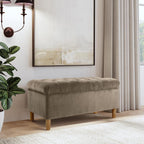 HomePop 40" Ainsley Button Tufted Storage Bench - Fawn Velvet