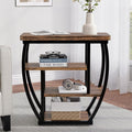 4-Tier End Table with Storage, Narrow Side Table for Living Room, Wood Sofa Side Table with Metal Frame, Industrial Bedside Table and Nightstand for Bedroom, Rustic Brown