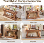 60" Farmhouse Entryway Table with Drawer, Narrow Console Table for Entryway