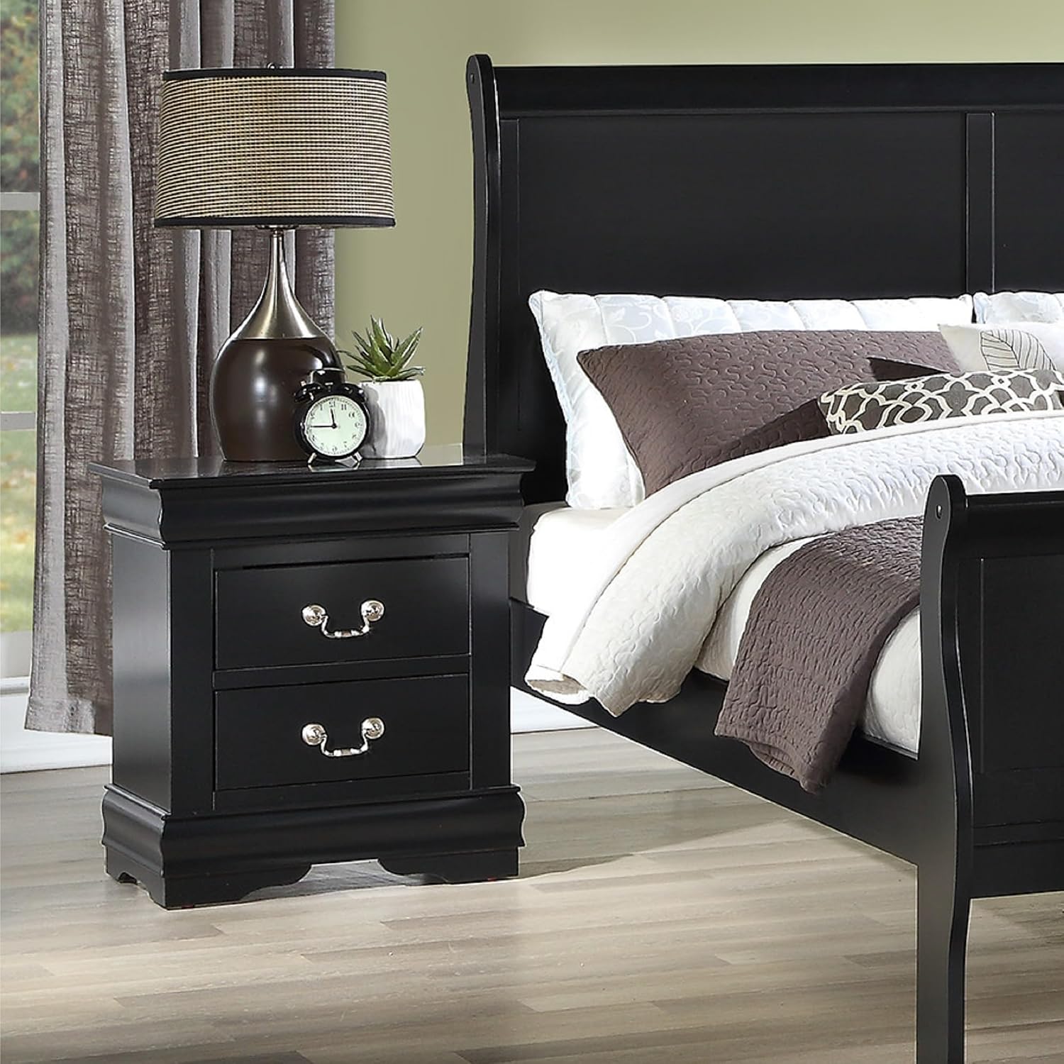 Two Drawers Nightstand Contemporary & Simple Style,for Small Spaces