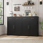 HOSTACK 60" W Sideboard Buffet Cabinet with Storage, Kitchen Cabinet, Black