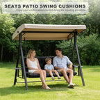 Porch Swing Cushions,Outdoor Cushions 3 Seater Replacement with Backrest, Waterproof Thickened Bench Cushion with Ties for Porch, Patio,Outdoor, Backyard and Garden (Black 47 * 40 in)