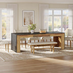 Tribesigns Extra Long Dining Table for 6-8 People, 78.7-Inch Rectangular Kitchen Table with Wooden Tabletop and Legs for Kitchen, Dining Room, Living Room, Heavy Duty, Black+Brown | Wooden Kitchen Table for Dining Room, Living Room, Heavy Duty, Large