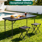 2 Pack 4ft Folding Table, Foldable Plastic Portable Picnic Table, Black | Large Surface Half-fold design with carry handle for Indoors/Outdoors Use Support up to 300 lbs Easy Setup & Waterproof