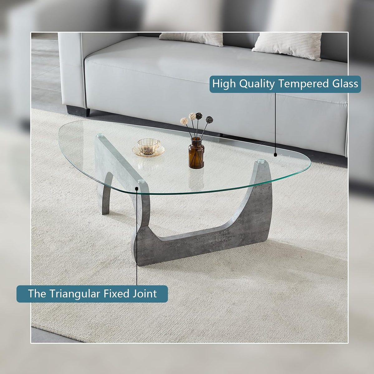 Btrpily Wooden Coffee Table - Modern Marble Coffee Table， Contemporary, Stylish, High-End Furnishing for Your Living Room (Marble Stone, Triangle)