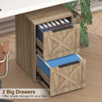 File Cabinet, Wood Filing Cabinet with 2 Drawers for Home Office | Printer Stand, Under Desk Small Storage Organizer Fit A4 / Letter Size/ Hanging File Folders, Oak