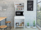 Kitchen Pantry with Countertop, Closed & Open Storage -White
