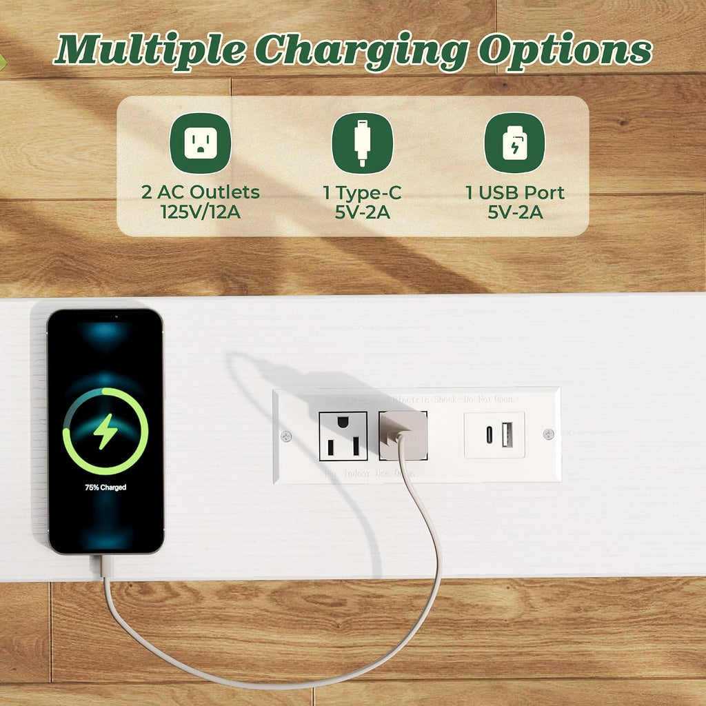 SUPERJARE 78.8 inch Narrow Behind Couch Table with 2 Charging Stations | 2 AC Outlets with USB-C Ports, Extra Storage Behind Sofa, Long Sofa Table Console Table for Entryway Living room, White