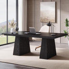 Tribesigns 63-Inch Executive Desk, Large Office Computer Desk with Double Pedestal, Modern Workstations Writing Table Conference Table Business Furniture for Home Office, Black