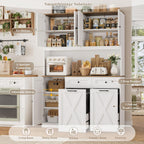 HOSTACK 71" Kitchen Pantry with 12.5 Gallon Double Trash Can Cabinet, White | Farmhouse Garbage Can Cabinet with Pull Out Trash Can Storage, 47"W Kitchen Hutch with Hidden Garbage Storage for Dining Room