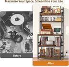 Large Record Player Stand with Vinyl Storage Shelf, Holds Up 500+ Albums | 5-Tier Record Player Table Turntable Stand with Charging Station & CD/DVD Rack, Vinyl Record Storage for Living Room Bedroom