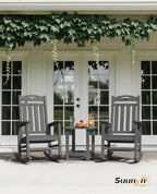 Oversized Outdoor Rocking Chair, HDPE All Weather Resistant Patio Rocking Chair, High Back Porch Rocking Chair, 380lbs Weight Capacity, Dark Grey