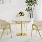 31.5'' Square Modern Dinning Table with Sintered Stone Tabletop, Golden Edge & Pedestal Base, Bistro Tulip Table for 2-4 Person for Dining Room/Cafe/Small Spaces/Restaurant (Crystal Onyx)