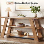 Tribesigns 70.9" Extra Long Console Table with Storage, 3-Tier Narrow Wooden Sofa Table Behind The Couch, Farmhouse Entry Foyer Table for Entryway, Living Room, Hallway, Brown