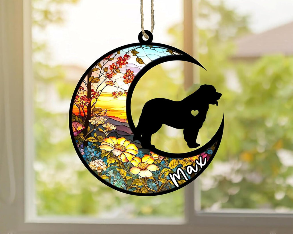 Personalized Dog Memorial, Custom Name Leonberger Dog Christmas Ornament with Name, Custom Breeds, Pet Loss Light Catcher, Gifts for Lovers Loss of Pet Sympathy on Mothers Day Christmas