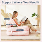 Folding Sofa Bed, Flannel Futon Couch Bed with Pillow and Blanket, Convertible Sleeper Chair for Living Room Bedroom, Pink